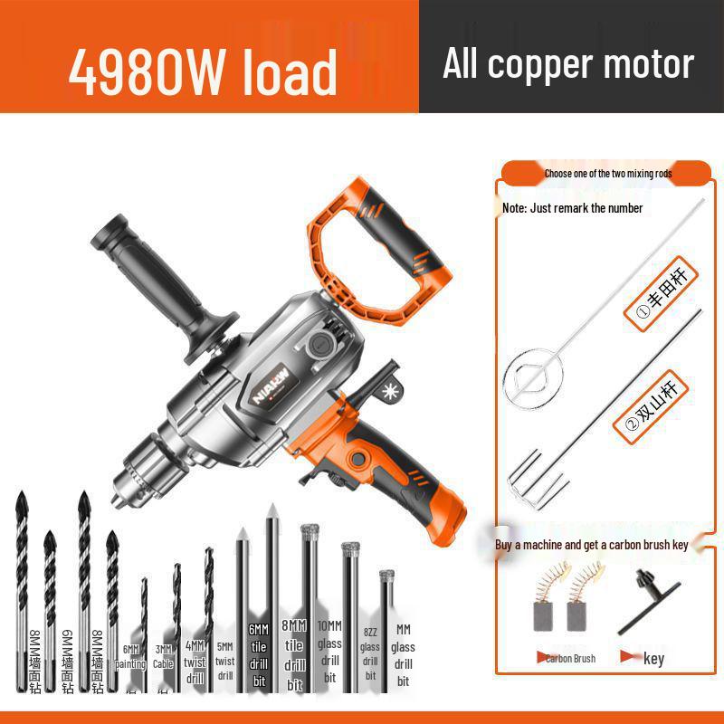 High-Power Electric Mixer for Paint, Putty, Powder, Cement, and Mortar