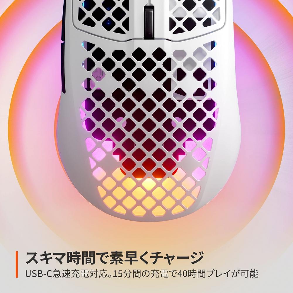 SteelSeries Herní myš Wireless Aerox 3 Snow Wireless Ultra lehký TRUEMOVE AIR Sensor Quantum Wireless 2.0 Technology IP54 Standardní voděodolný Dustp