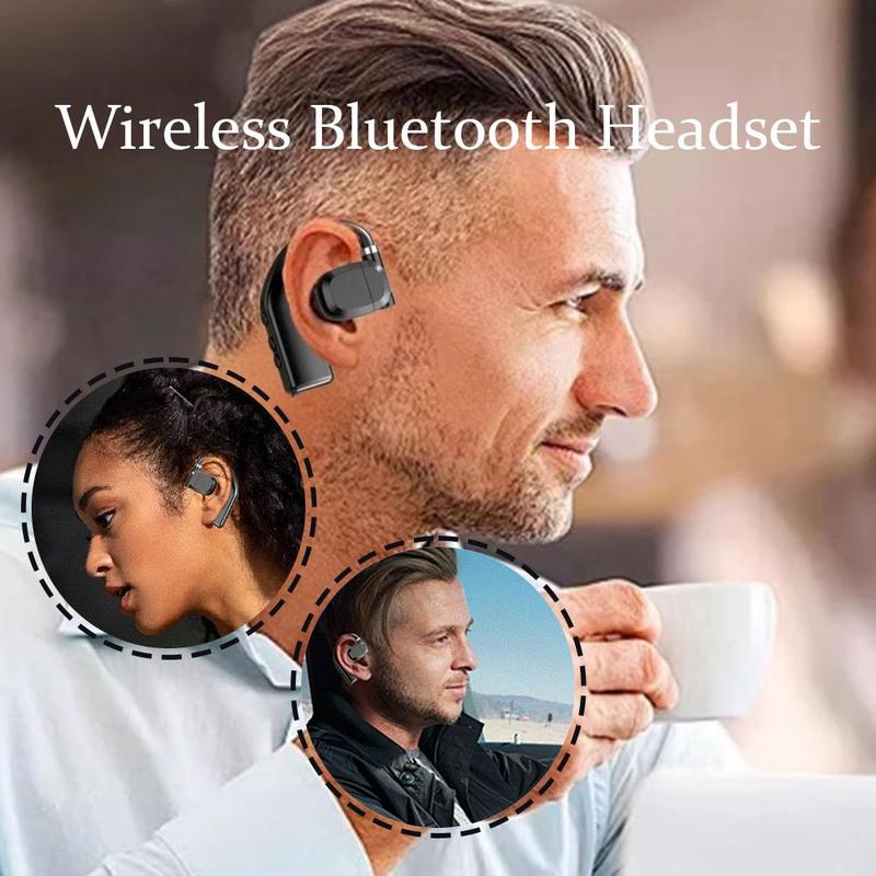 Single Earhook Wireless Bluetooth Headset Sports Earphone with LED Display Noise Reduction Calling Earpiece for Gym Running 1PCS