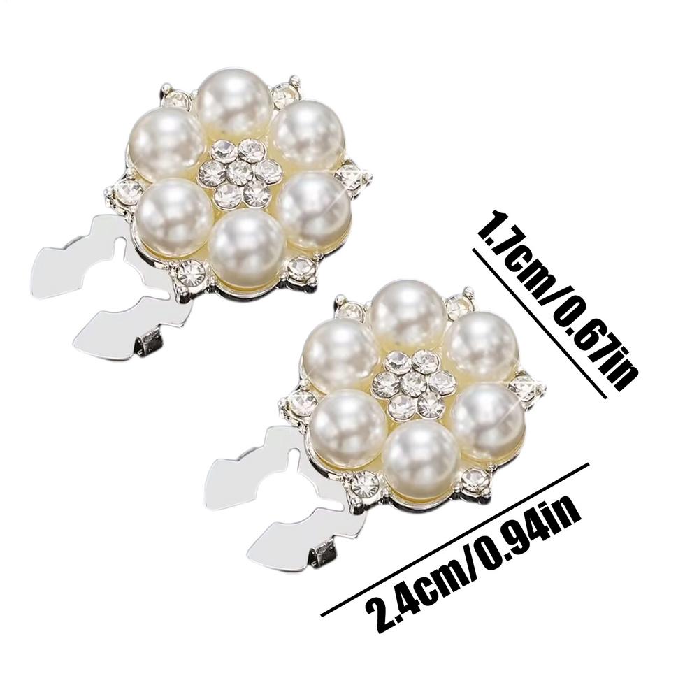 Decorative Button Covers 2 Pieces Flower Shape Sewing Button Rhinestone Pearl Cufflinks Jewelry for Women Clothing Dress Wedding