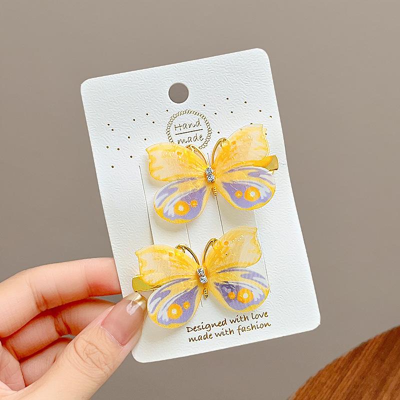 Horquilla de mariposa de Color degradado dulce, pinza para el pelo de gasa bonita, pasadores de princesa