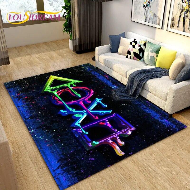 Cartoon Gamer Game Controller Area Rug Large,Carpets Rug for Living Bedroom Sofa Doormat Decoration,Kids Play Non-slip Floor Mat