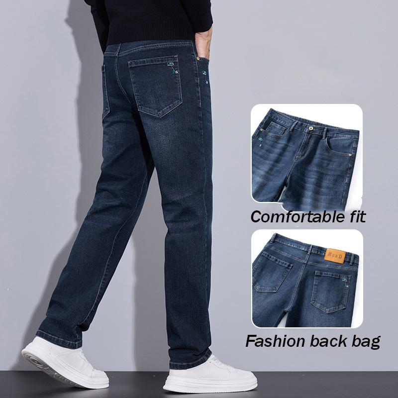 Autumn And Winter New Light Business Straight Leg Elastic Jeans Men'S Korean Version Trendy Versatile Quality Casual Pants