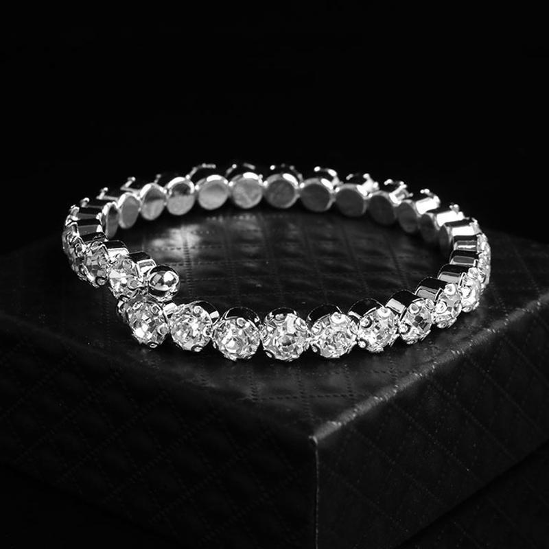 4 bucăți/set set de bijuterii pentru femei colier cu farmec Brățară cercei cu zircon alb colier cu lanț