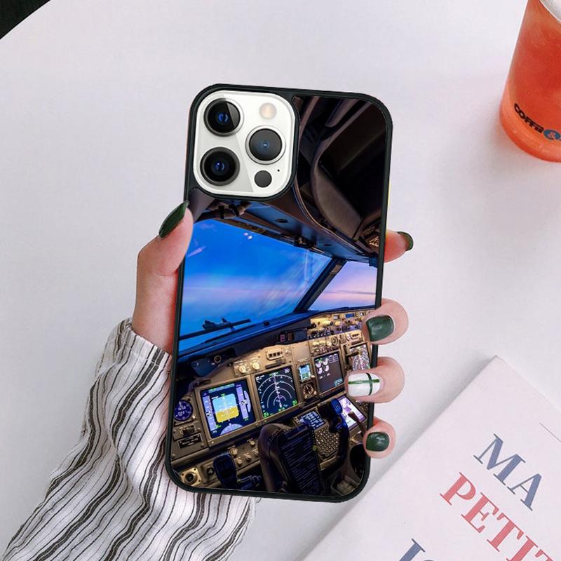 Cool Airplane Cockpit Phone Case For iPhone 17 Air 14 13 12 16Pro Max 15  Plus Max Cover Shell coque iPhone 12pro max