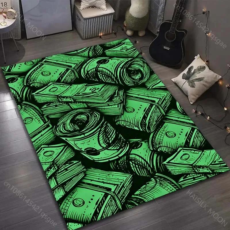 Dollar Bill Pattern Carpet Mat Rug Home Decoration Cartoon Money Print Teen Room Living Room Floor Mat Rugs for Bedroom