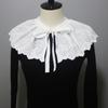 Fashion White Detachable False Collar Ruffle Shawl Wrap Women Elegant Hollow Out Embroidery Leaves Decorative Capelet