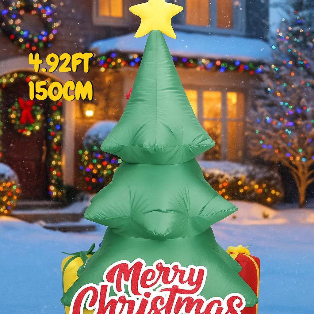 4.92FT Inflatable Toy Christmas Tree Gift Boxe Merry Christmas Festive Gifts Xmas Decorations for Yard Supplies Home Ornaments