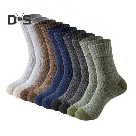 5 Par Herr Vinterstrumpor Tjocka Plyschfodrade Mellanhöga Tjocka Håll Varma Enfärgade Halkfria Stickade Vardagsstrumpor Sportstrumpor för Vandring Camping Skidåkning