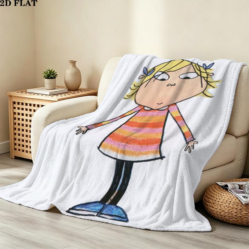 Charlie Lola Print Flannel Blanket, High Quality Comfortable for All Seasons, Home Decor, Warmth and Comfort, Perfect for Christmas Gifts