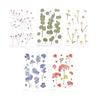Moin Moin Pressed Flower Stickers Clear Transparent Random Set of 5 / Flowers Maple Ginkgo Grass Clover Forget-me-not Lavender Sumire Sakura Mimosa