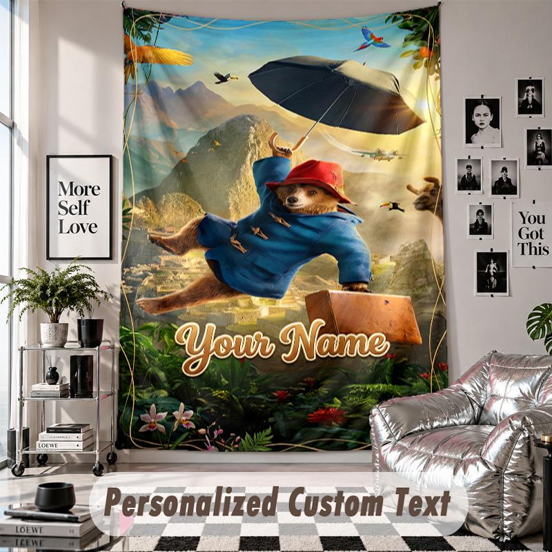 Wall Hanging Tapestry With Custom Name & Text, Paddington Decorative Tapestry For Bedroom