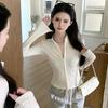Women S Stand Collar Double Zip Knit Jacket Slim Fit Short Long Sleeve Top