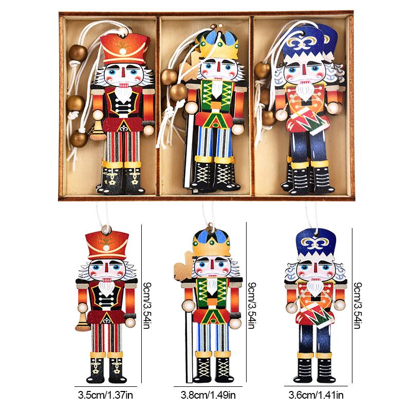 9Pcs Christmas Wooden Ornaments Nutcracker Soldier Xmas Tree Hanging Pendant Christmas Home Decorations New Year Gift