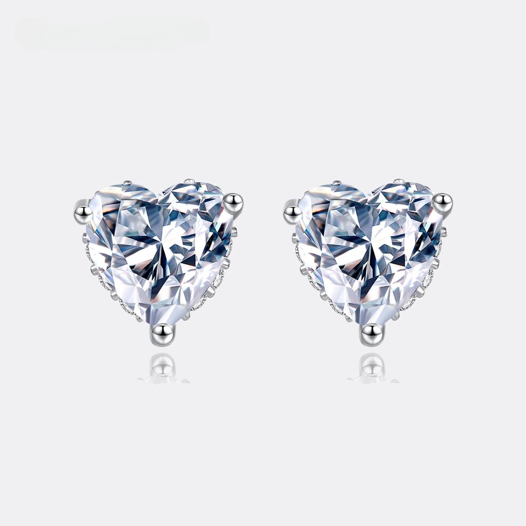 D Color 1CT Moissanite Earrings Heart Created Diamond Stone Genuine 925 Silver Women Elegant Luxury Jewelry Gift