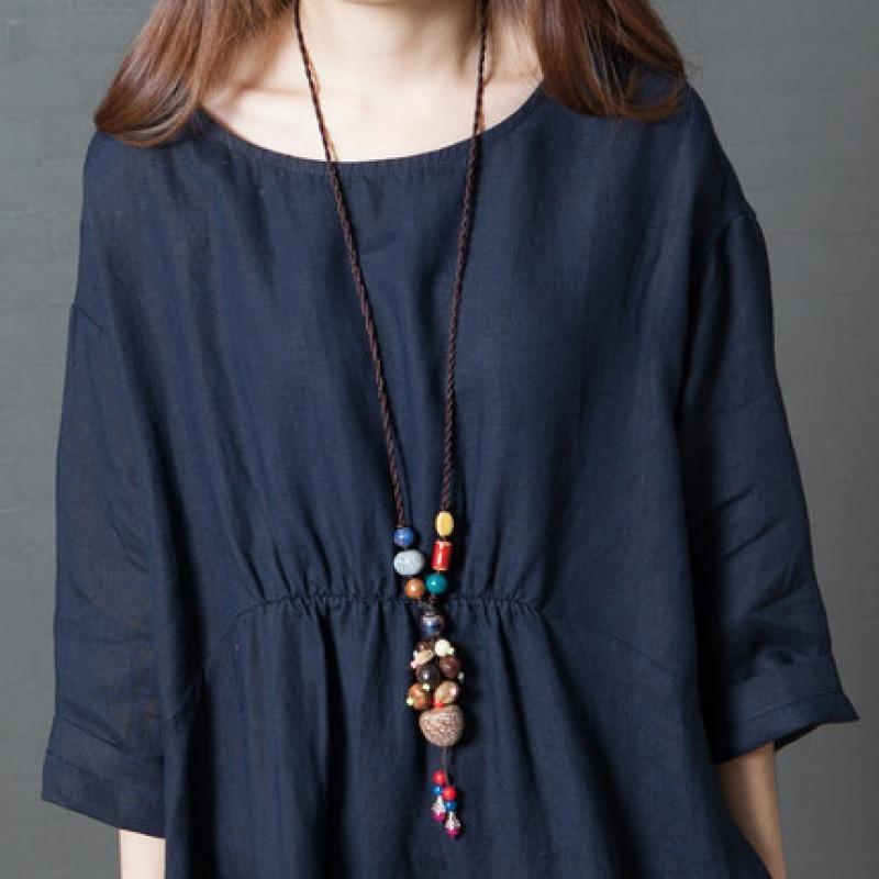 Loose Plus Size Women's Linen Solid Color Dress