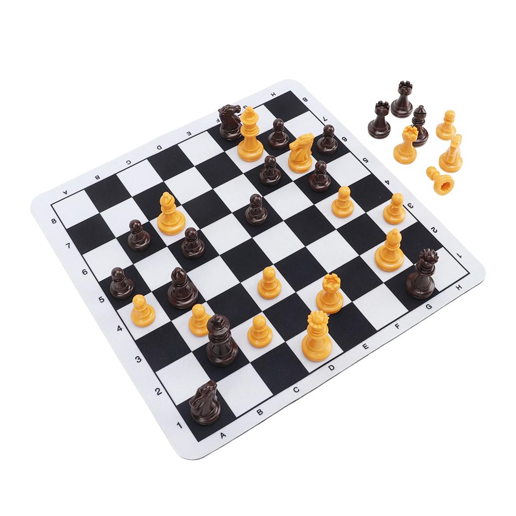 Chessmen with 1.89in King Plastic Chess Pieces with Chessboard for Adults Kids Party Supplies Brown and Yellow