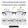 Small Rectangle Frame Pochromic Reading Glasses Gradient HD Lenses Anti-blue Light UV Protection Presbyopia Glasses To +4.0