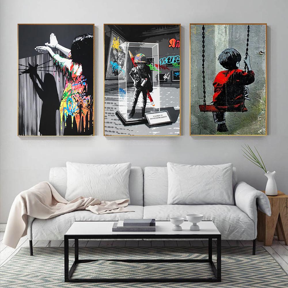 Banks Graffiti Art Canvas Painting Modern Street Pop Art On the Wall Cuadros Pictures for Living Room Home Decoration