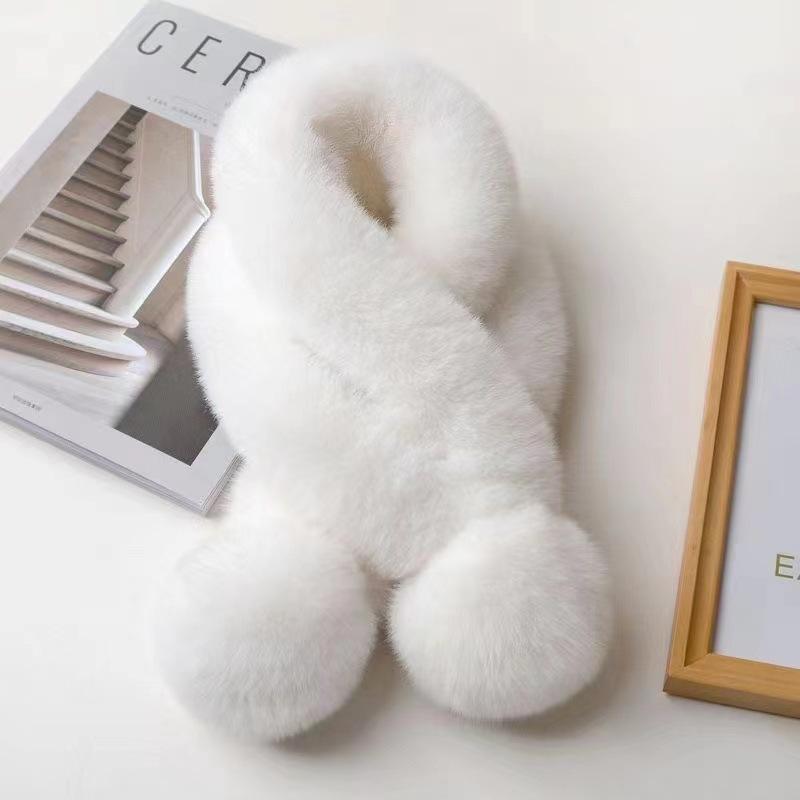 

Rabbit fur scarf, fur collar scarf, women s autumn and winter warmth, Korean version of versatile three-tube thickened plush scarf, scarf 10*70