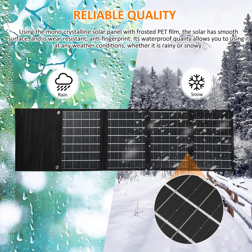 6 Fold 50W Solar Panel Folding Bag Dual USB+DC Output Solar Charger Portable Foldable Solar Charging Device Outdoor