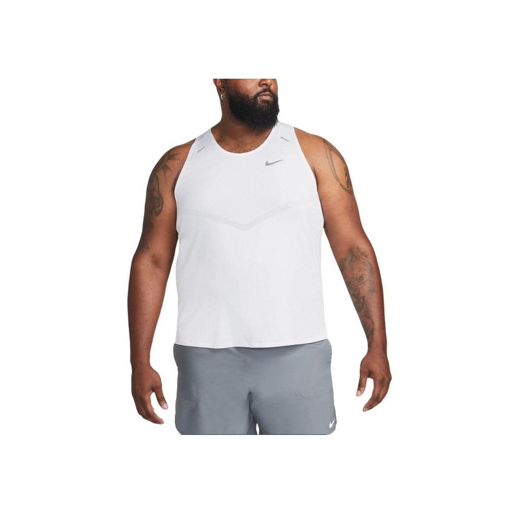 Nike Rise 365 Solid Logo Round Neck Sleeveless Running Vest Men Tops White CZ9179-100