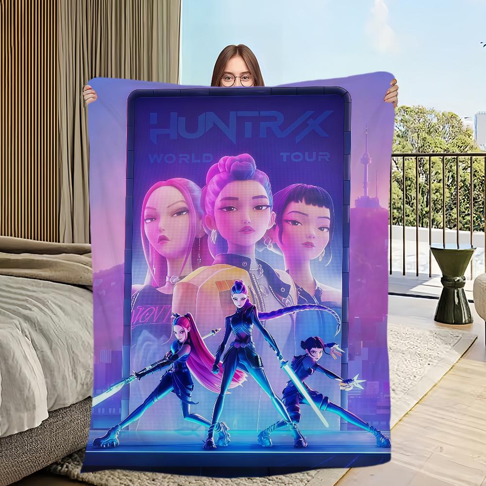 Одеяло KPop теплое мягкое плюшевое одеяло Demon для дивана гостиной офиса спальни путешествий подарок Охотники Фланель 30x40in