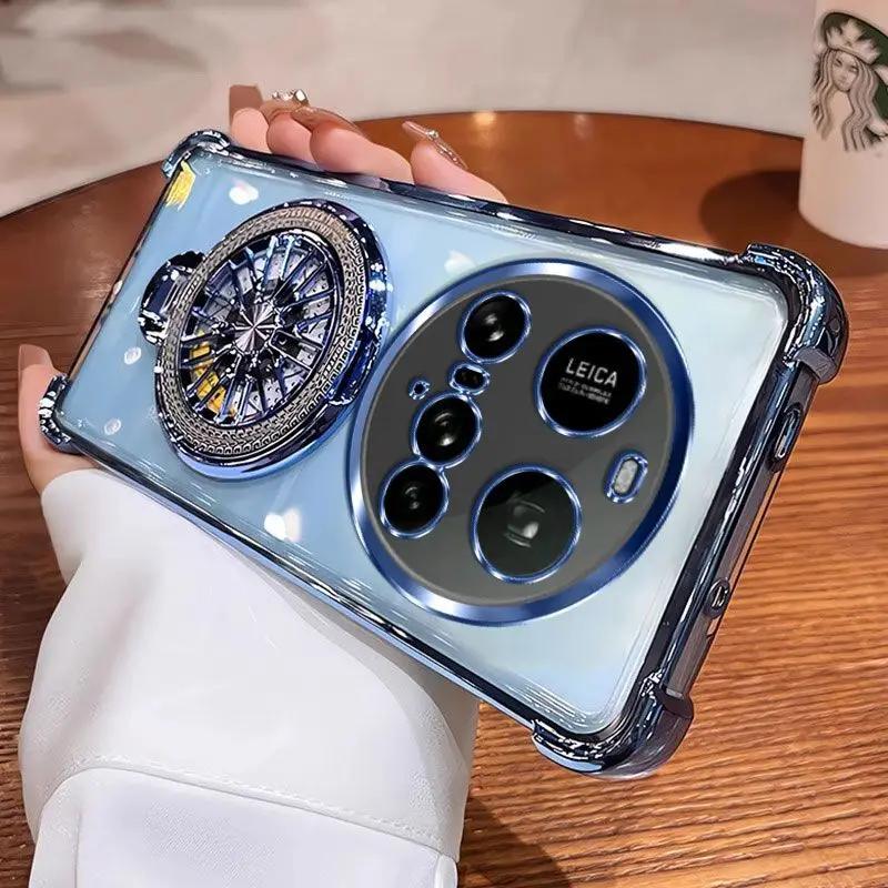 

Роскошный чехол-держатель для гироскопа для Xiaomi 15 Ultra 14T 13T Pro 11 Lite POCO F7 F6 F5 X7 X6 PRO Противоударный бампер TPU Мягкая накладка POCO X5 Pro синий