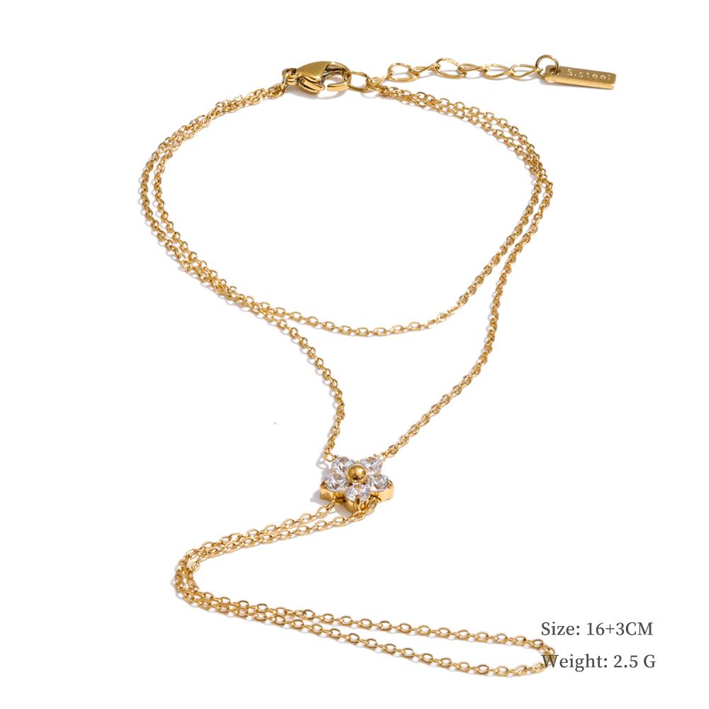 Yhpup Trendy Stainless Steel Zircon Beads Back of Hand Chain Finger Bracelet Fashion Chic Sexy Jewelry Waterproof Wholesale Gift