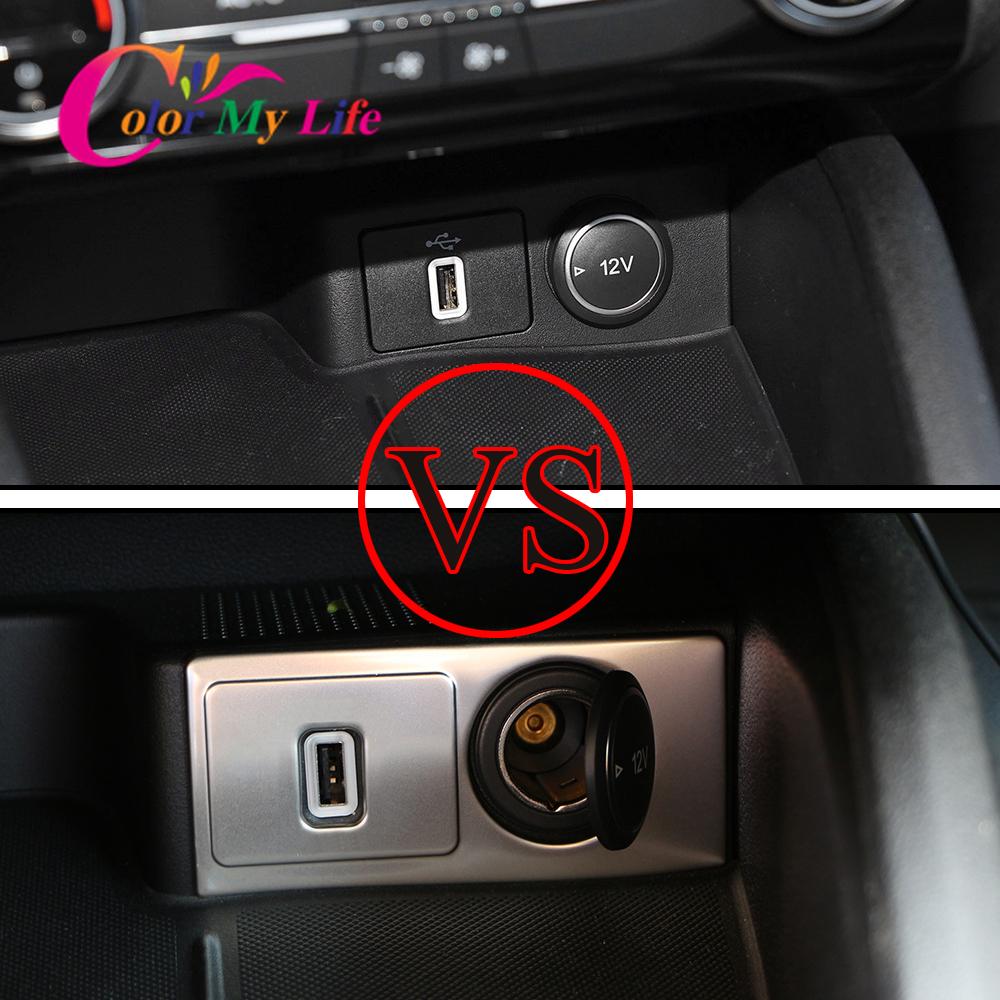 Car Rear Control Socket Charge Cigarette Smoke Lighter USB Switch Button Frame Lamp Stick Trim for Ford Focus