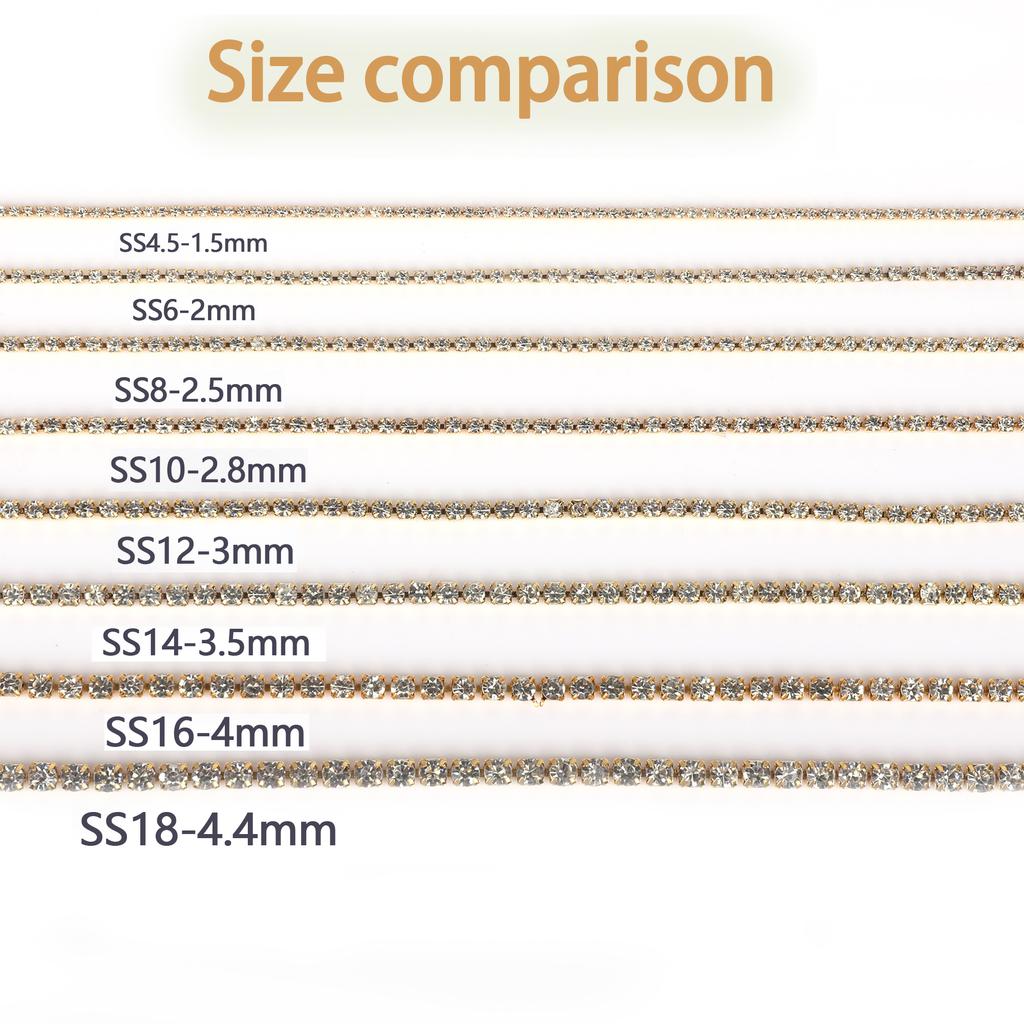 VC SS6-SS16 Crystal Cup Strass Rhinestones Roll Closure Sew Trimming Chain Elegant Decorative AB Chains for Clothing