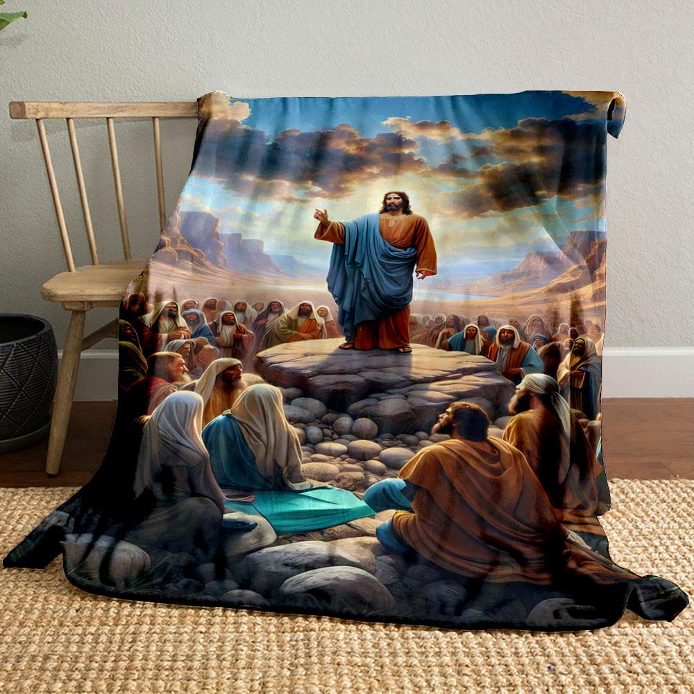 

Jesus Teaching Disciples Blanket Printed Blanket for Living Room Bed Couch lunch break Soft Cozy Blanket for Friend s festival Gift 80cm x 120cm
