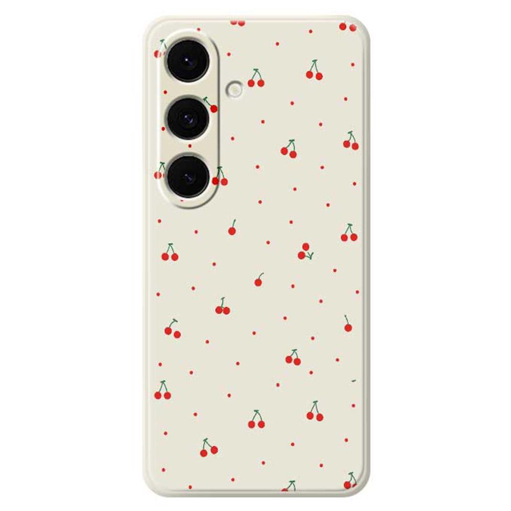 

For Samsung Galaxy S25+ Case Red Cherry Pattern Printing Straight Edge TPU Phone Back Cover A