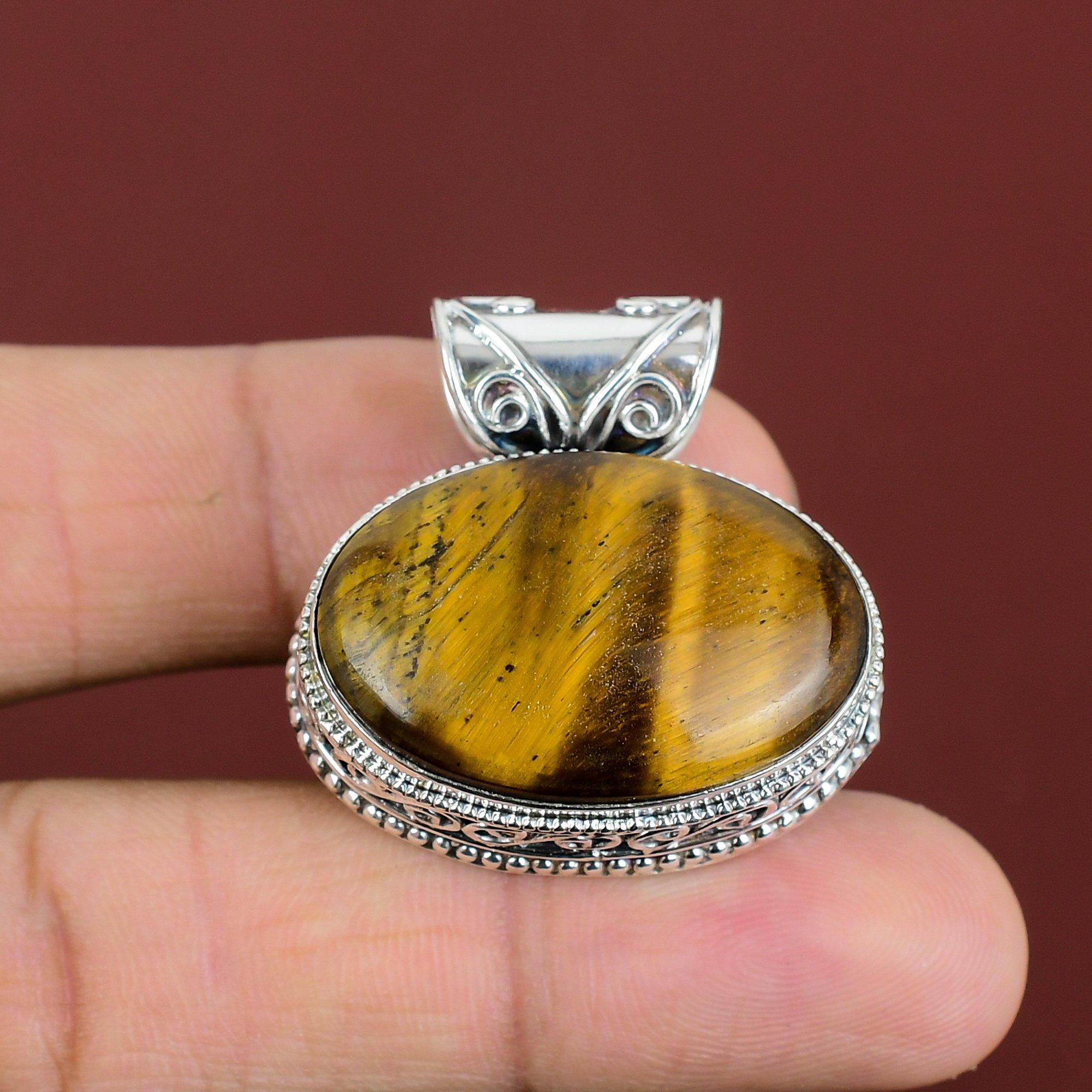 Tiger s Eye Pendant 925 Sterling Silver Pendant Handmade Gemstone Pendant Tiger s Eye Jewelry Vintage Pendant Gifts For Women Dainty Jewelry