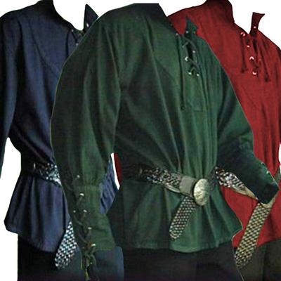 Retro Szybkoschnąca Koszula Koszula Rycerska Stylowy Stojący Kołnierz Halloweenowa Koszula Rycerska Kostium Cosplay Średniowieczne Ubrania Koszula Retro Bez Paska