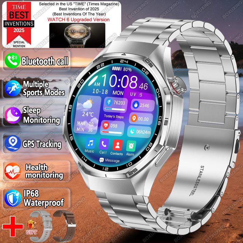 New Watch GTS 6 Pro GPS Tracker Smart Watch Men AMOLED Screen Bluetooth Call Waterproof Sports Health Monitoring Smartwatch