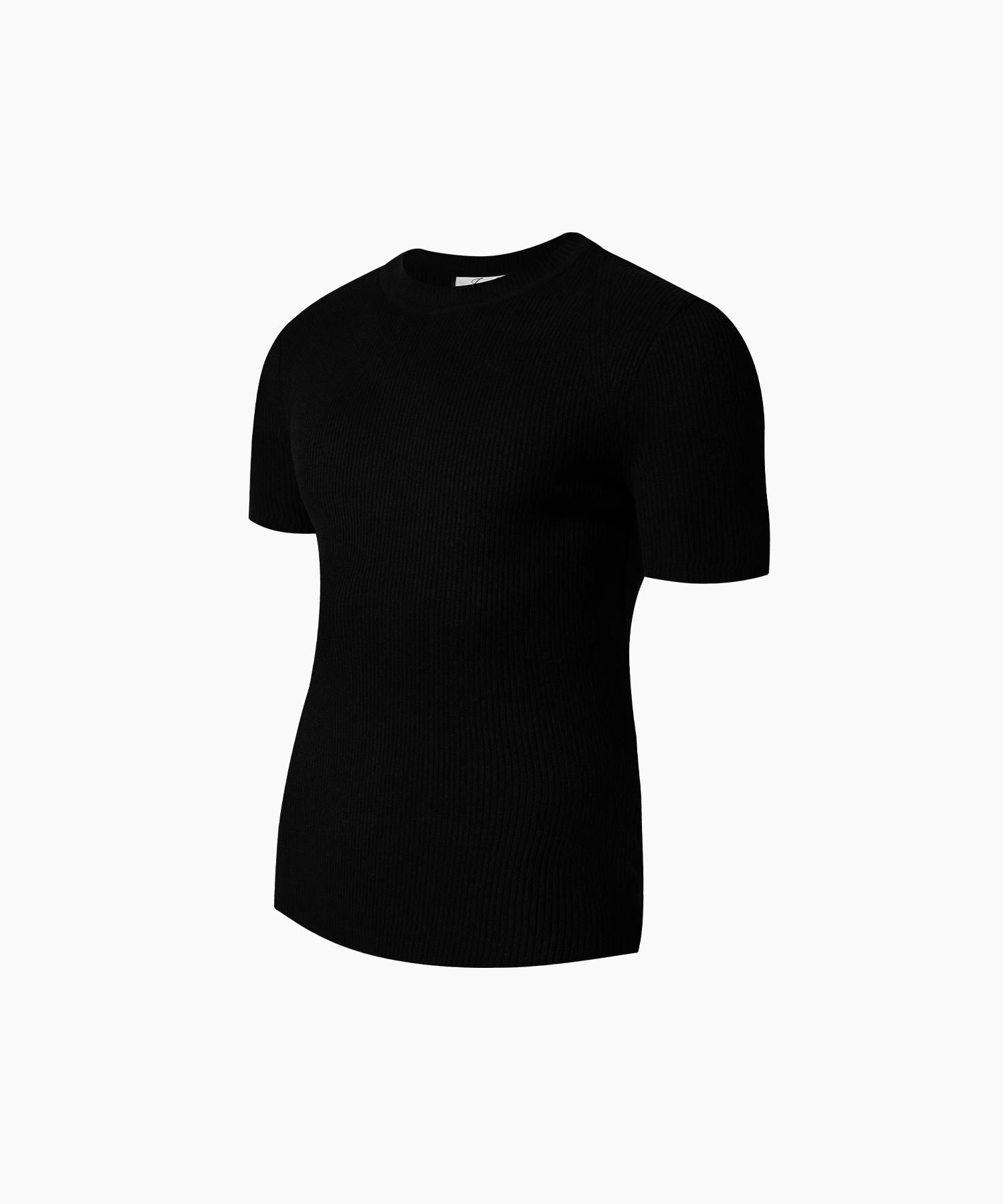 Reve Eld Muscle Fit Ribbed Knit Black Black/1 Size