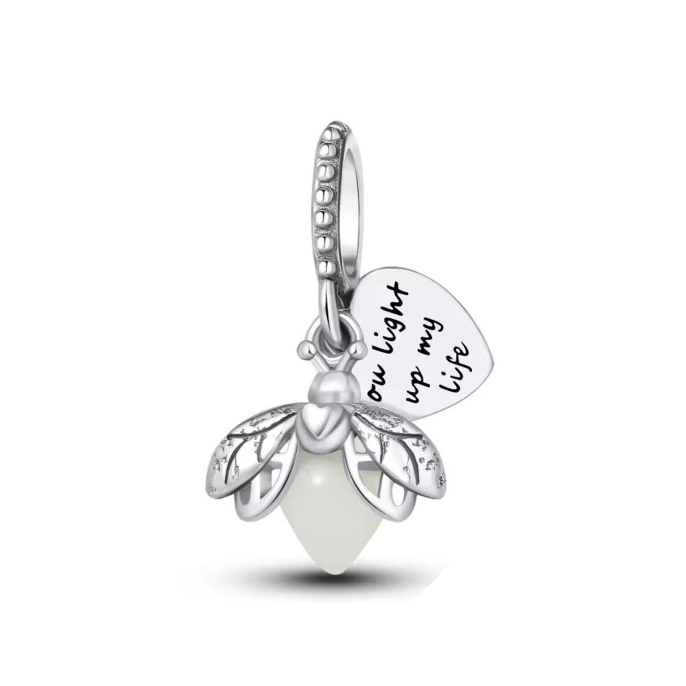 Copper Yellow Honey Bee Pendant Charm Light-In-Dark Firefly Bead Fit Original Bracelet Jewelry For Annversary Gifts