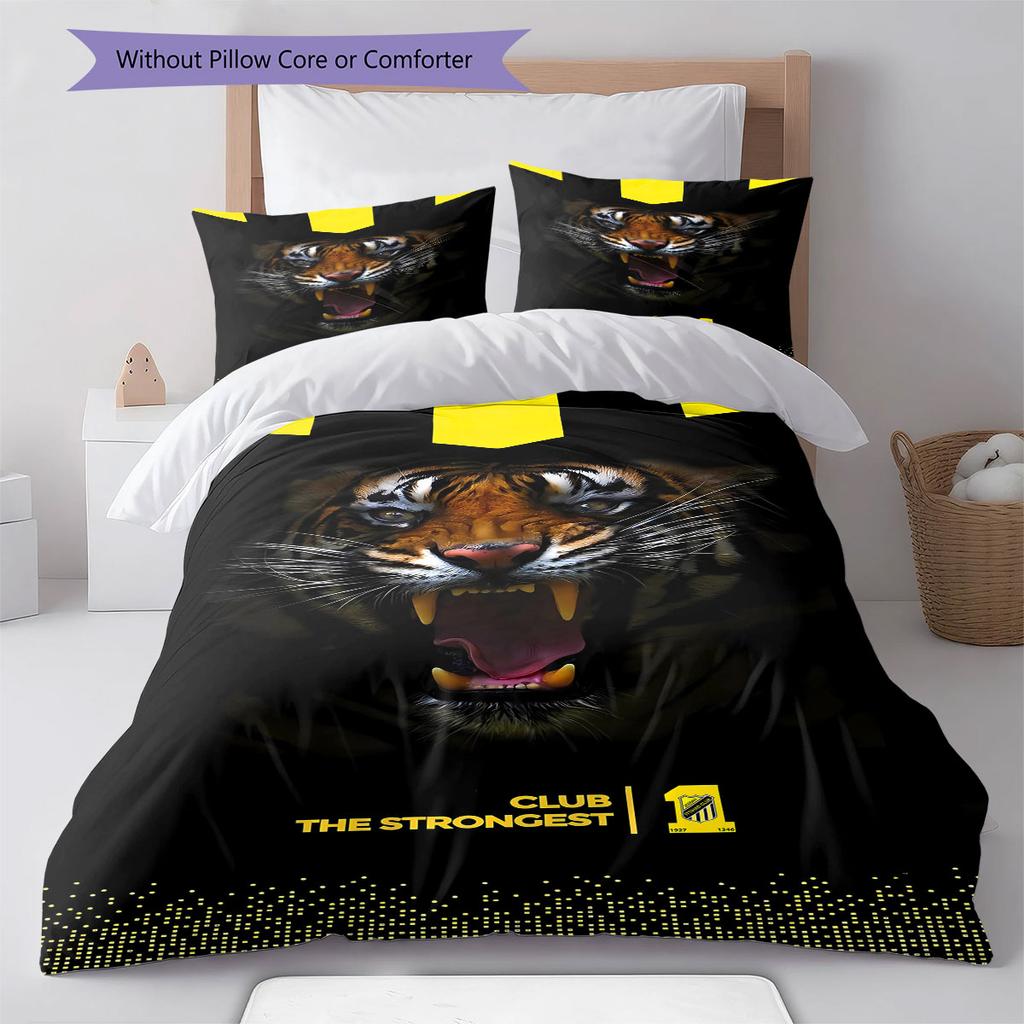 Al-Ittihad FC Pattern Bedding,Quilt Set Quilt Cover Pillowcase Home Birthday Gift(1 * Duvet Cover + 2 * Pillowcase, Without Core)