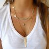 Women Multi-layers Collar Pendant Choker Necklaces Multiple Row Sequin Beads