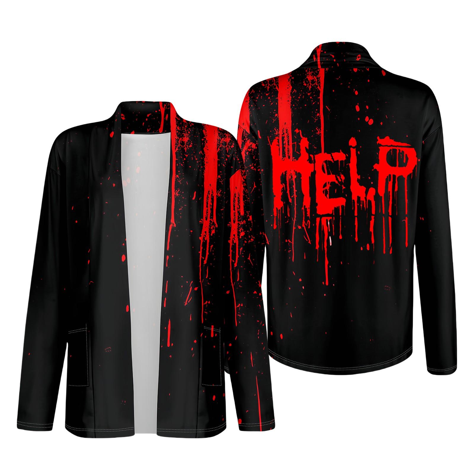 

Women s Long Sleeve Cardigan V Neck Fashion Halloween Printed Shirt Lightweight Casual Loose Thin Cardigans With Pockets XXL