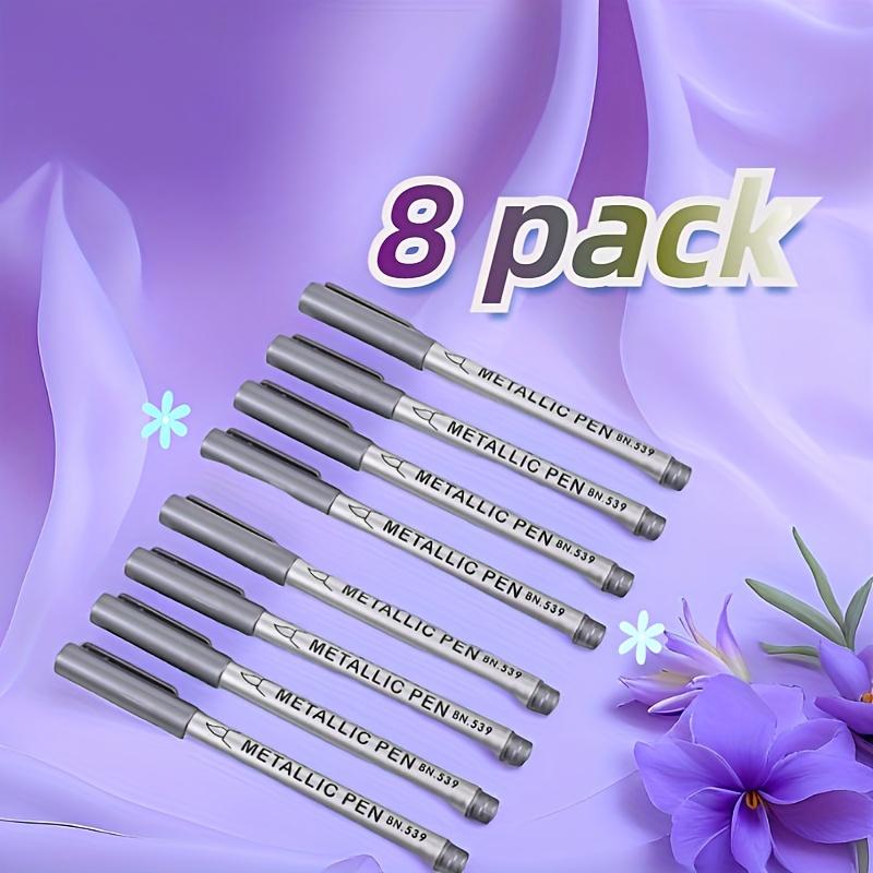 8pcs High-Shine Metallic Pen, Golden And Silvery Colored Marking Pens, Waterproof, Fast-Drying, Soft-Tip Marker Pens , Fine-Tip