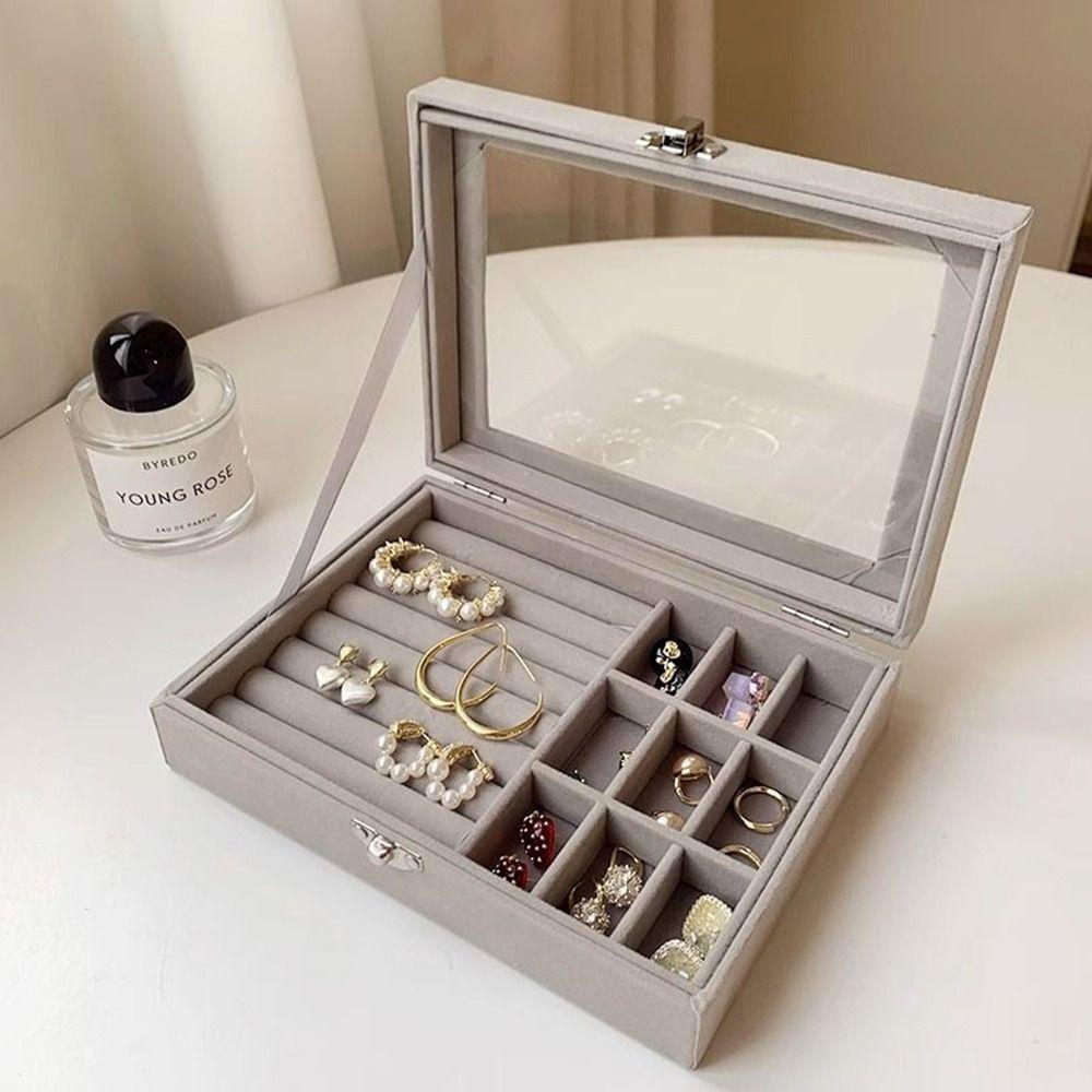 Porte-bague Organisateur de bijoux Boîte d'exposition de bijoux transparente Boîte de rangement pour bijoux Rangement de voyage