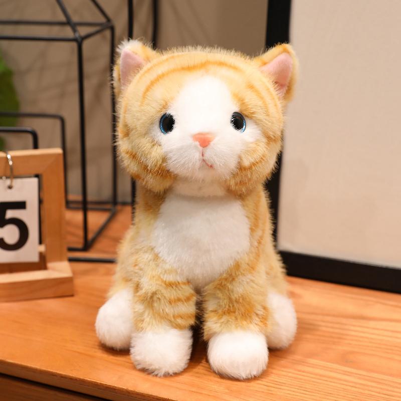 New Simulation 3 Colours Cats Plush Toys Soft Stuffed Lying&Sitting Kitten Model Fake Cat Realist Animals Plush Doll for Gift