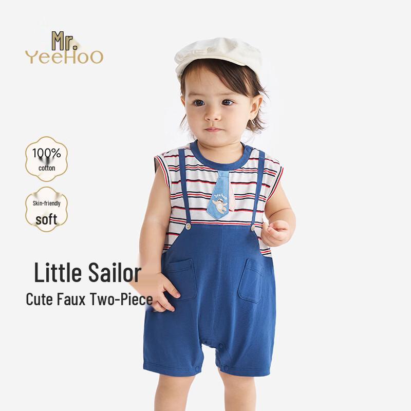 

YEEHOO Baby Boys Summer Pure Cotton Faux Two-Piece Romper 90