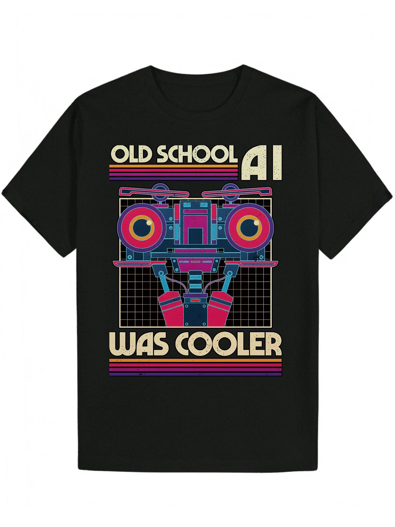 Retro  Old School Was Cool  Graphic T-shirt - Casual Crew Neck S