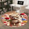 1pc Cute Teddy Bear with Rose Round Carpet - Anime Design, Valentine's Day Gift, Office Chair Mat, Non-Slip Rug for Home Decor, Suitable for All Seaso