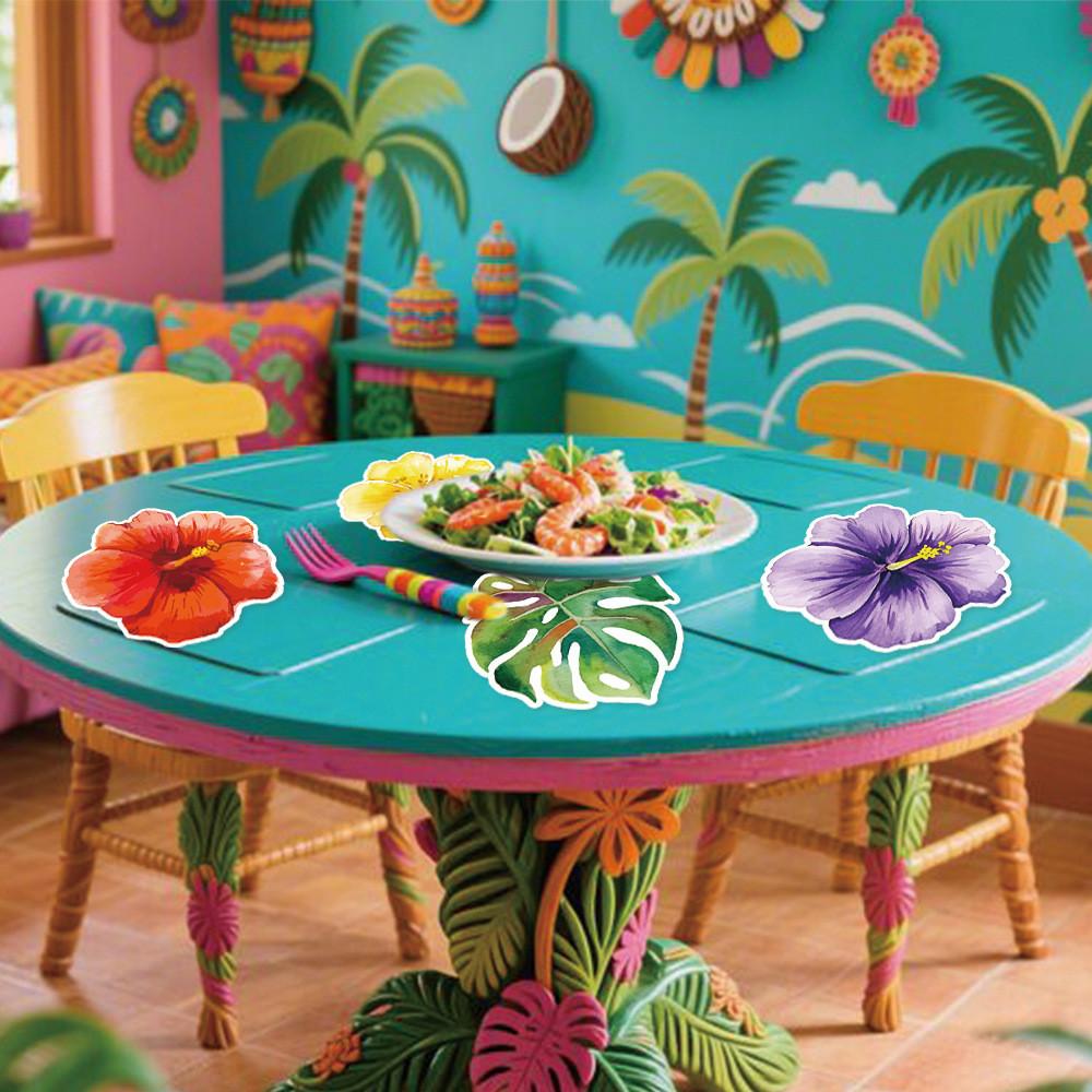 Themed Summer Colorful Flowers Leaf Patterns Paper Placemats Party Decorations