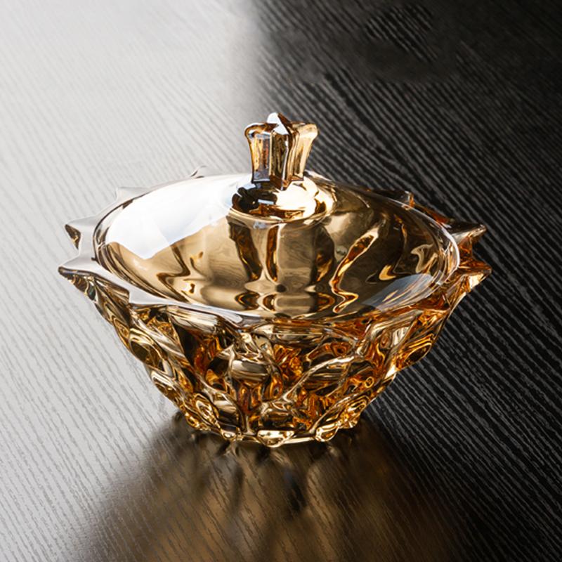 European-style Crystal Glass Ornaments with Lid Small Fruit Plate Home Living Room Large Storage Tank Home Decoration Sugar Tank