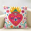 Fashion Art Mexican Milagro Hearts Cushion Cover Durable Hypoallergenic Linen Pillow Cover Short Size Washable SkinFriendly